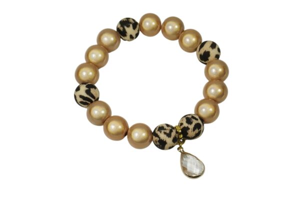 Impala Damen Armband Wonder Goldbeige Polymer Perlen 12mm Ø & Anhänger