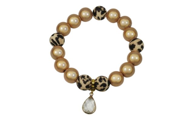 Impala Damen Armband Wonder Goldbeige Polymer Perlen 12mm Ø & Anhänger