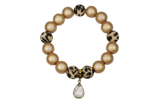 Impala Damen Armband Wonder Goldbeige Polymer Perlen 12mm Ø & Anhänger