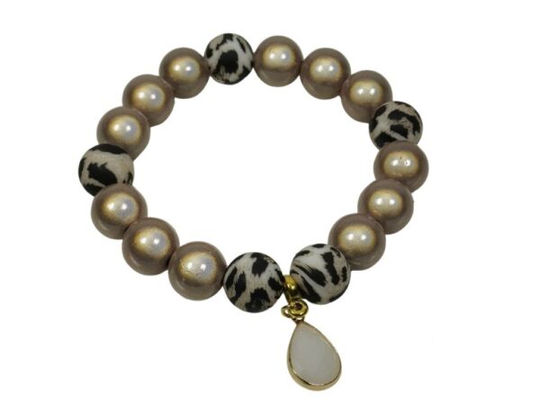 Impala Damen Armband Wonder Leo Brown Polymer Perlen 12mm Ø & Anhänger
