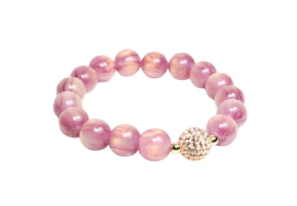 Impala Damen Armband Wenke Kunst Perlen 12mm Ø & Rosa Glitzer Perle