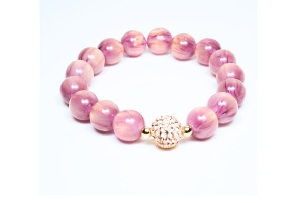 Impala Damen Armband Wenke Kunst Perlen 12mm Ø & Rosa Glitzer Perle