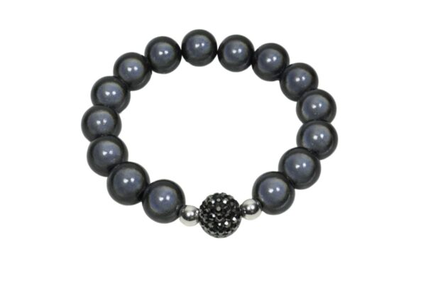 Impala Damen Armband Magica Funky Dunkelgrau Polymer Perlen 12mm Ø & Glitzer Perle