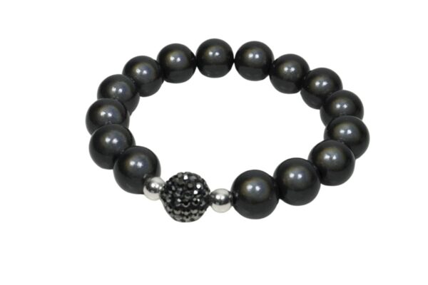 Impala Damen Armband Magica Funky Dunkelgrau Polymer Perlen 12mm Ø & Glitzer Perle