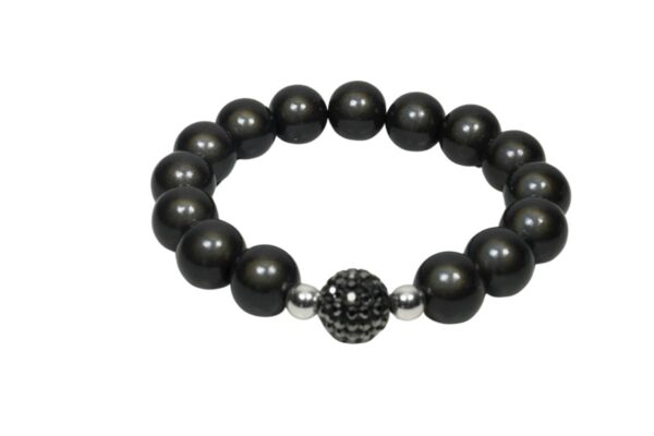 Impala Damen Armband Magica Funky Dunkelgrau Polymer Perlen 12mm Ø & Glitzer Perle