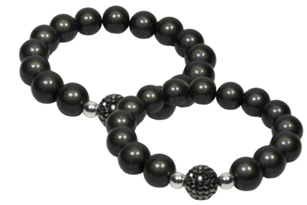 Impala Damen Armband Magica Funky Dunkelgrau Polymer Perlen 12mm Ø & Glitzer Perle