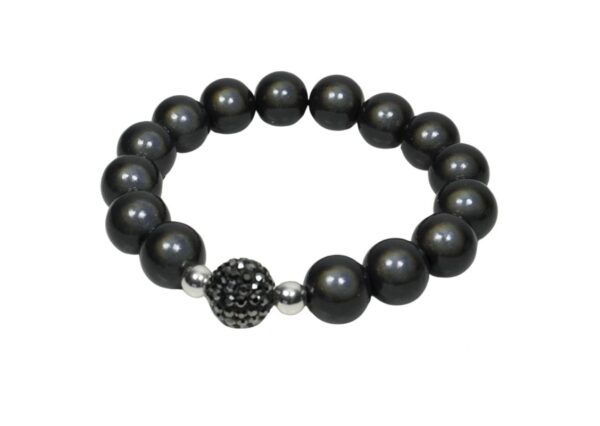 Impala Damen Armband Magica Funky Dunkelgrau Polymer Perlen 12mm Ø & Glitzer Perle