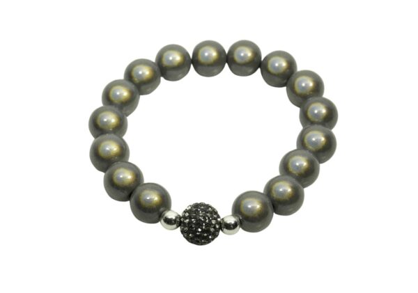 Impala Damen Armband Magica Funky Rauchgrau Polymer Perlen 12mm Ø & Glitzer Perle