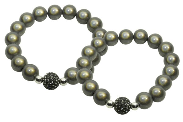 Impala Damen Armband Magica Funky Rauchgrau Polymer Perlen 12mm Ø & Glitzer Perle