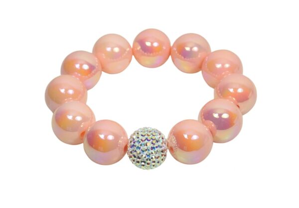 Impala Damen Armband Big Glam Zart Apricot Polymer Perlen 18mm Ø Glitzerperle
