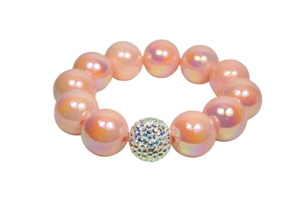 Impala Damen Armband Big Glam Zart Apricot Polymer Perlen 18mm Ø Glitzerperle