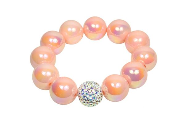 Impala Damen Armband Big Glam Zart Apricot Polymer Perlen 18mm Ø Glitzerperle