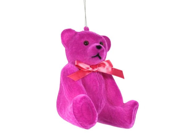 Werner Voß Teddy Deko Aufhänger Magenta Beflockt Dekofigur
