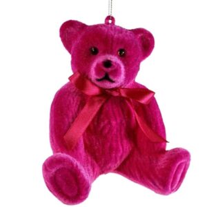Werner Voß Teddy Deko Aufhänger Magenta Beflockt Dekofigur
