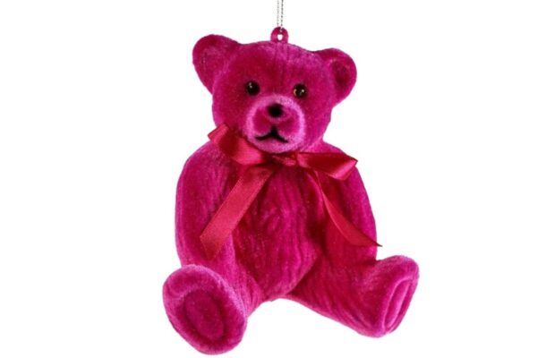 Werner Voß Teddy Deko Aufhänger Magenta Beflockt Dekofigur