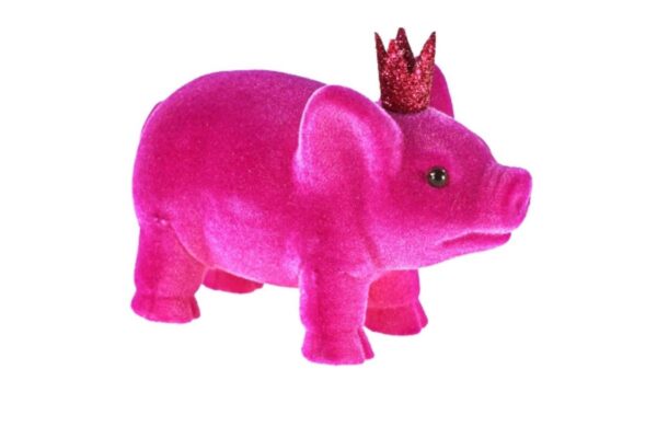 Werner Voß Schweinchen mit Krone Magenta Dekofigur