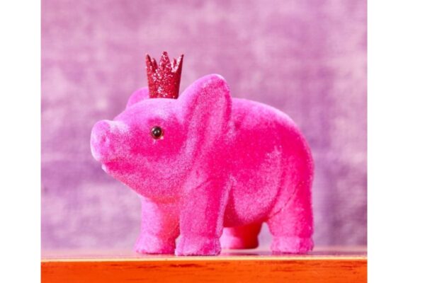 Werner Voß Schweinchen mit Krone Magenta Dekofigur