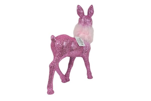 Werner Voß Rehkitz mit Rosa Federboa und Rosa-Glitter Dekofigur