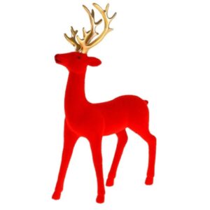 Werner Voß Hirsch Rot Goldenes Geweih Dekofigur Höhe 24,5cm