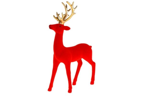 Werner Voß Hirsch Rot Goldenes Geweih Dekofigur Höhe 24,5cm
