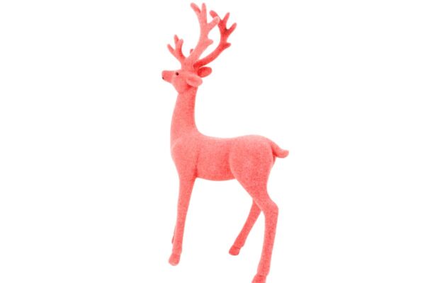 Werner Voß Stolzer Hirsch Hellrot Rosa mit Geweih Dekofigur