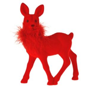 Werner Voß Rehkitz mit Federboa Rot Dekofigur