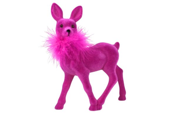 Werner Voß Rehkitz mit Federboa Magenta Dekofigur