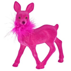 Werner Voß Rehkitz mit Federboa Magenta Dekofigur