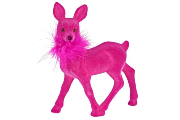 Werner Voß Rehkitz mit Federboa Magenta Dekofigur