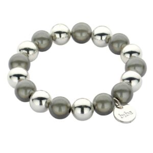 Biba Armband Polymerperlen Grey Silver 12mm Ø Anhänger Silber
