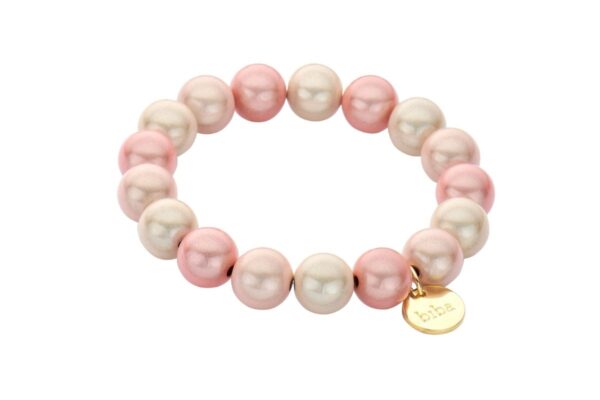 Biba Armband Polymerperlen Rosa Beige 12mm Ø Anhänger Gold