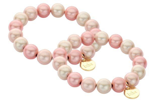 Biba Armband Polymerperlen Rosa Beige 12mm Ø Anhänger Gold