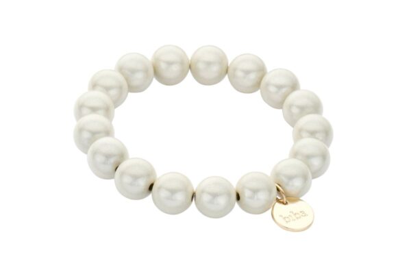 Biba Armband Polymerperlen Hellgrau 12mm Ø Anhänger Gold