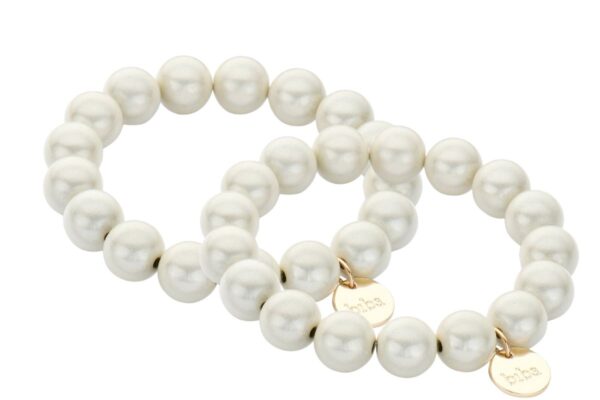 Biba Armband Polymerperlen Hellgrau 12mm Ø Anhänger Gold