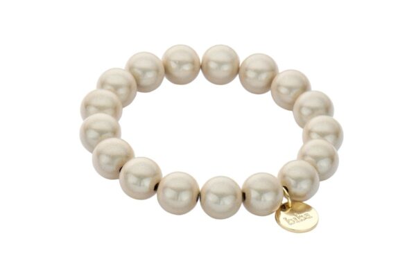 Biba Armband Polymerperlen Dunkelbeige 12mm Ø Anhänger Gold
