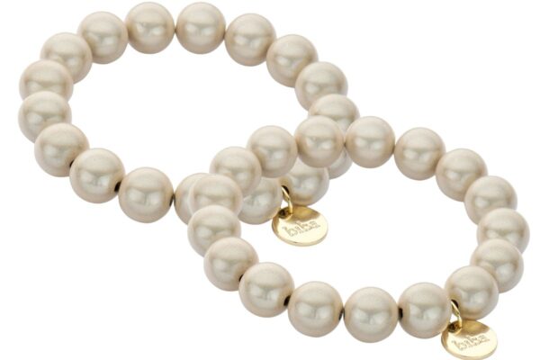 Biba Armband Polymerperlen Dunkelbeige 12mm Ø Anhänger Gold