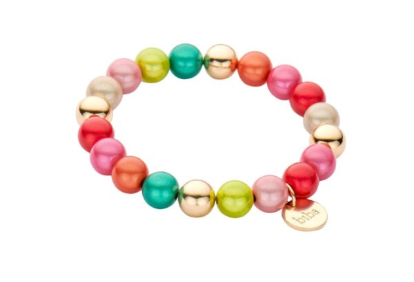Biba Armband Polymerperlen Rainbow 10mm Ø Anhänger Gold