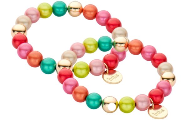 Biba Armband Polymerperlen Rainbow 10mm Ø Anhänger Gold