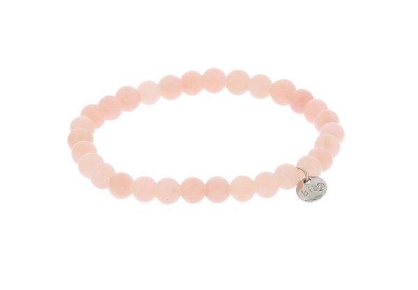 Biba Armband Glasperlen Rosa 6mm Ø Anhänger Silber