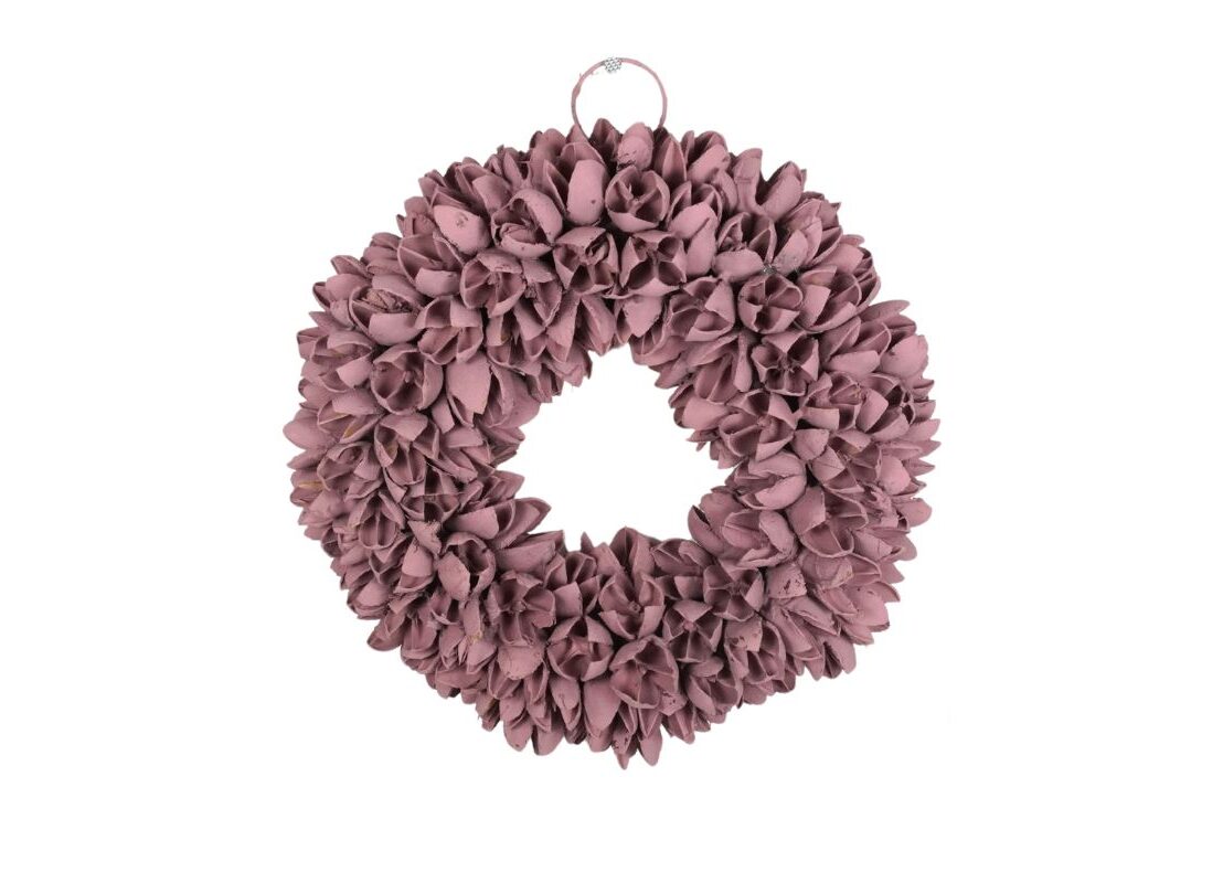 Couronne Dekokranz Naturkranz Handarbeit Bakuli Wreath Mauve 20 cm ∅