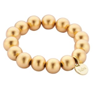Biba Armband Holz Perlen Goldfarbig 14mm Ø Biba Anhänger Gold