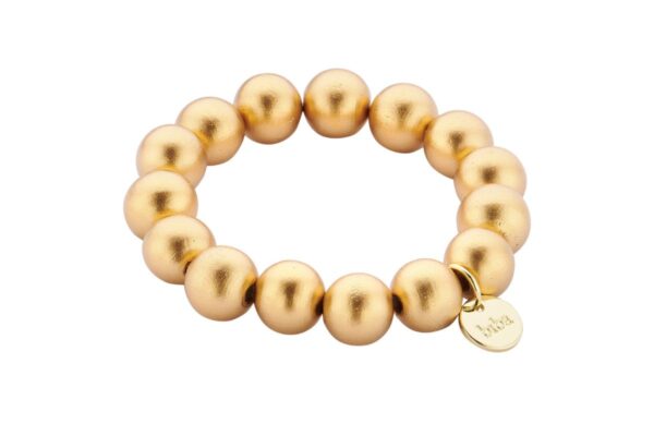 Biba Armband Holz Perlen Goldfarbig 14mm Ø Biba Anhänger Gold