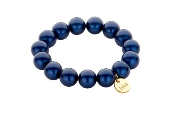 Biba Armband Polymer Perlen Nachtblau 14mm Ø Biba Anhänger Gold