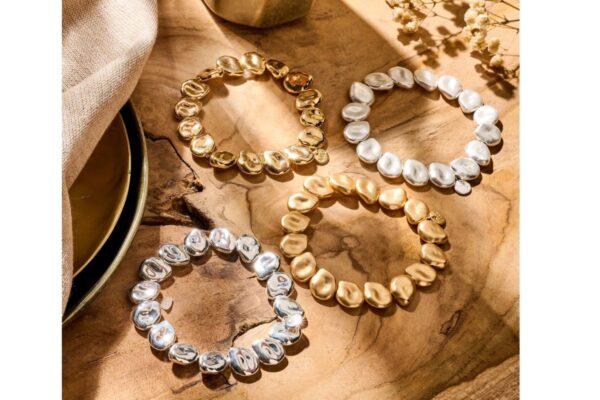 Biba Armband Metall Nuggets Goldfarbig 10mm Biba Anhänger Gold