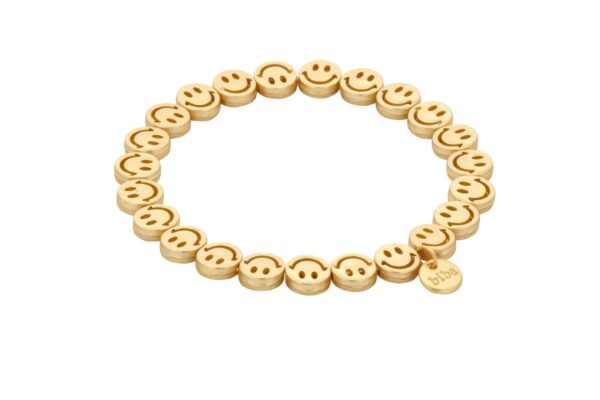Biba Armband Metall Smileys Goldfarbig 8mm Biba Anhänger Gold