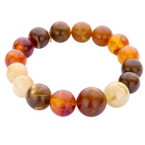 Biba Armband Resin Perlen Brauntöne 12-15mm Ø Biba Anhänger Gold