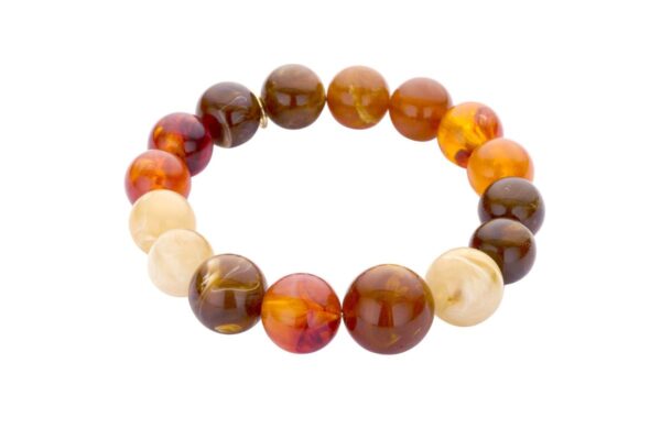 Biba Armband Resin Perlen Brauntöne 12-15mm Ø Biba Anhänger Gold