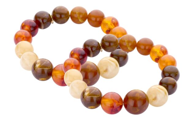 Biba Armband Resin Perlen Brauntöne 12-15mm Ø Biba Anhänger Gold
