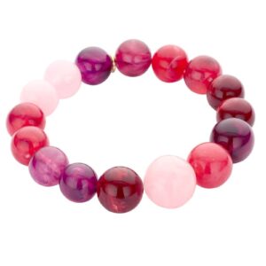 Biba Armband Resin Perlen Rot Rosa 12-15mm Ø Biba Anhänger Gold