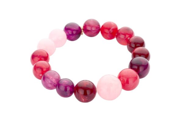 Biba Armband Resin Perlen Rot Rosa 12-15mm Ø Biba Anhänger Gold